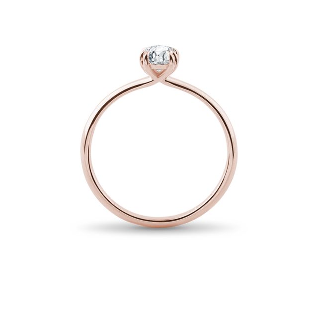 BAGUE DE FIANÇAILLES EN OR ROSE AVEC DIAMANT OVALE - BAGUES DE FIANÇAILLES EN DIAMANT - 