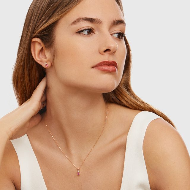 OHRRINGE MIT TURMALIN UND DIAMANTEN IN ROSÉGOLD - OHRRINGE TURMALIN - 