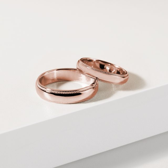 ALLIANCE POUR HOMMES EN OR ROSE DOUBLE MILGRIF - ALLIANCES DE MARIAGE HOMMES - 