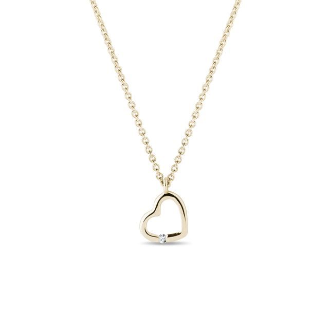 DIAMOND HEART PENDANT IN YELLOW GOLD - DIAMOND NECKLACES - NECKLACES