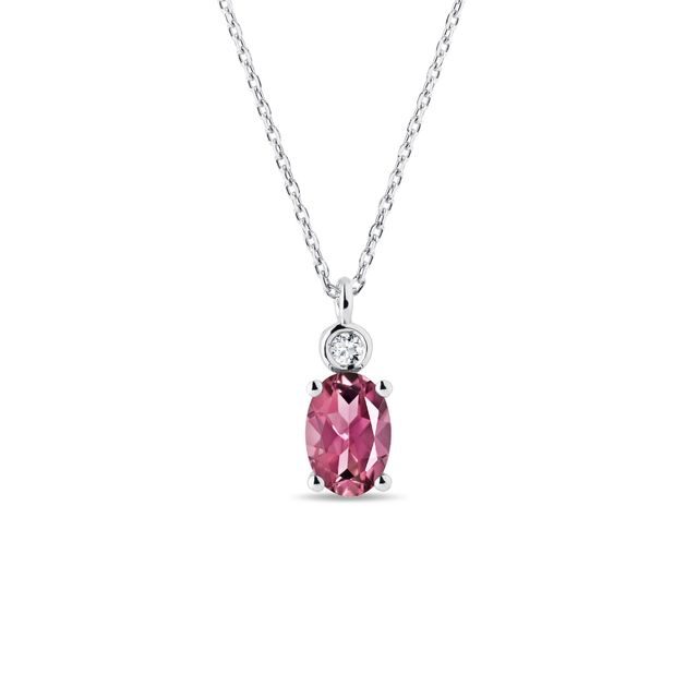 TOURMALINE AND DIAMOND WHITE GOLD NECKLACE - TOURMALINE NECKLACES - NECKLACES