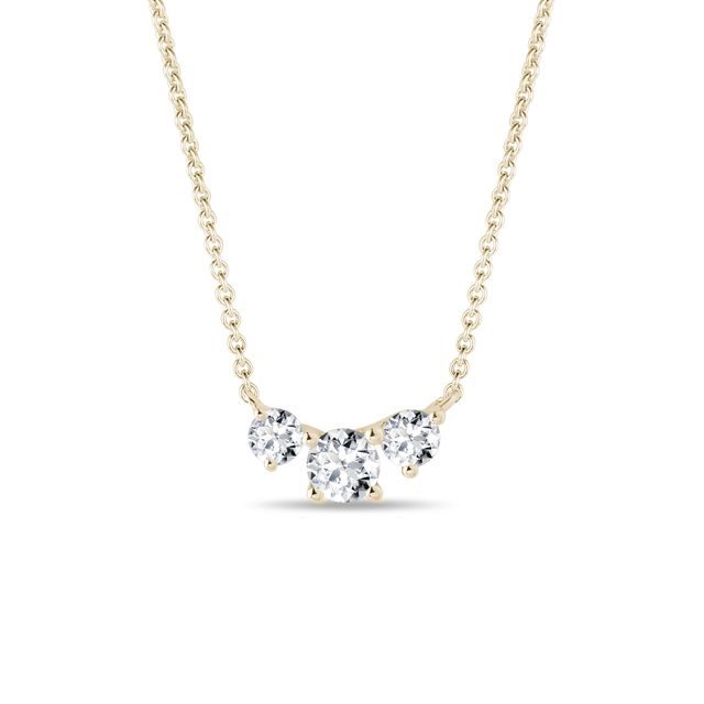 NECKLACE WITH THREE DIAMONDS IN YELLOW GOLD - DIAMOND NECKLACES - NECKLACES