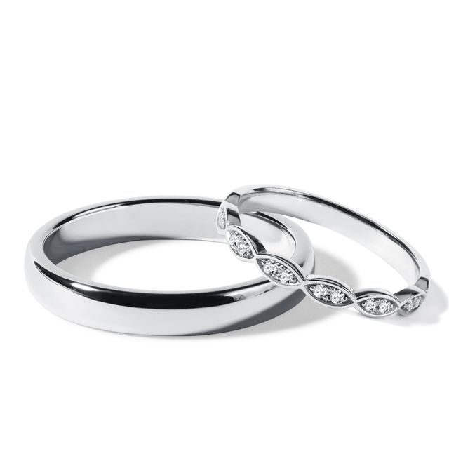 FINE WEDDING RINGS SET IN WHITE GOLD - WHITE GOLD WEDDING SETS - WEDDING RINGS