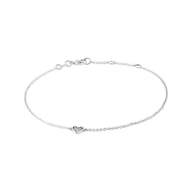 Heart bracelet with diamonds in white gold