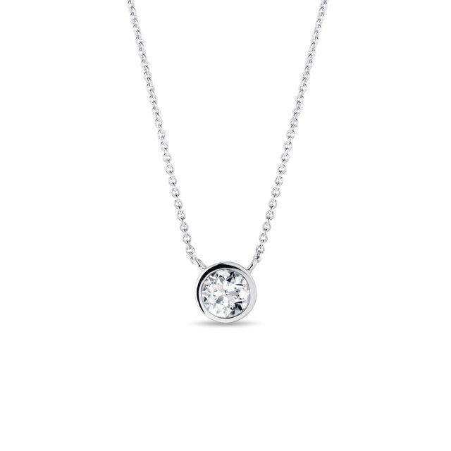 HALSKETTE MIT EINGEFASSTEM DIAMANTEN IN WEISSGOLD - KETTEN MIT DIAMANTEN - KETTEN