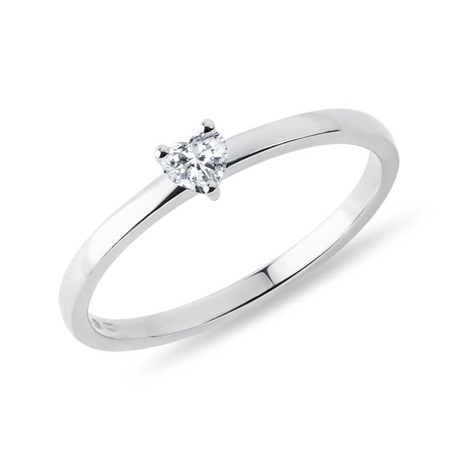 WHITE GOLD DIAMOND HEART RING - DIAMOND RINGS - RINGS