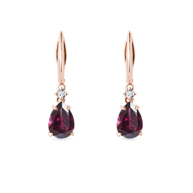 Diamond and rhodolite earrings in rose gold