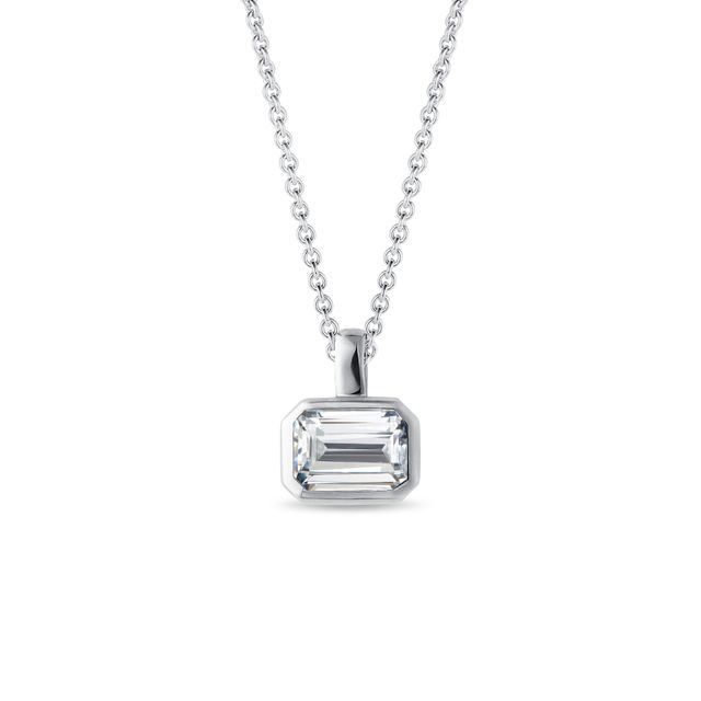 HALSKETTE MIT SMARAGDGESCHLIFFENEM DIAMANTEN IN WEISSGOLD - KETTEN MIT DIAMANTEN - KETTEN