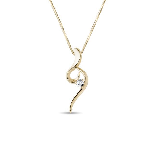 ELEGANT GOLD NECKLACE WITH A DIAMOND - DIAMOND NECKLACES - NECKLACES