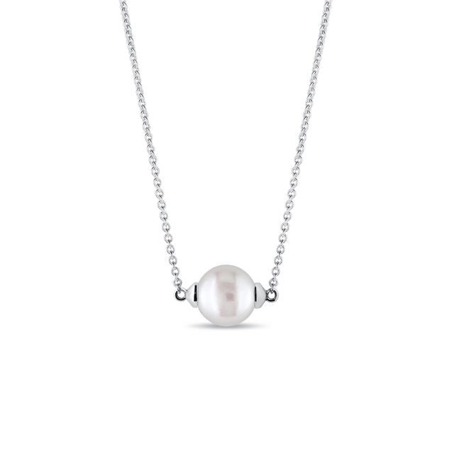 FRESHWATER PEARL NECKLACE IN 14K WHITE GOLD - PEARL PENDANTS - PEARL JEWELLERY
