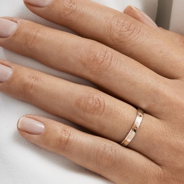 Diamond Wedding Ring Set in Rose Gold KLENOTA