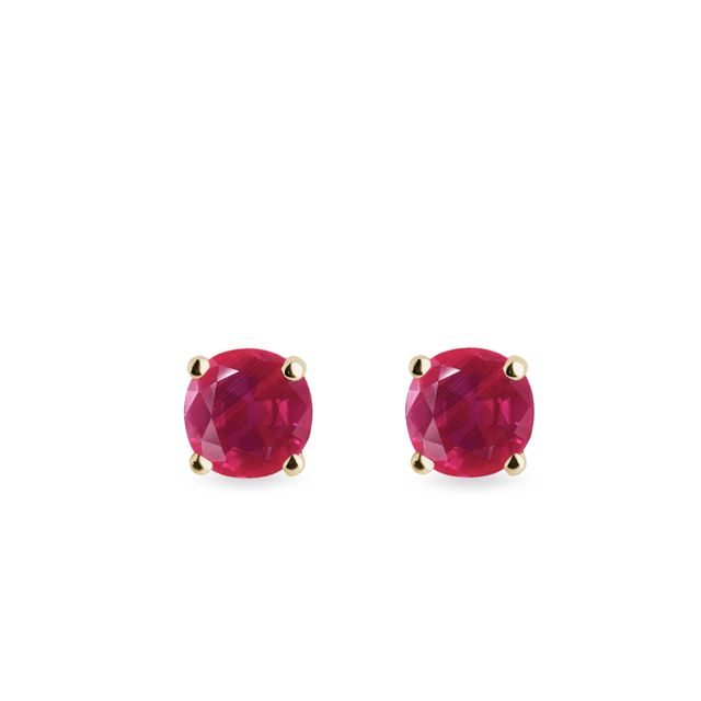 RUBY EARRINGS IN YELLOW GOLD - RUBY EARRINGS - EARRINGS