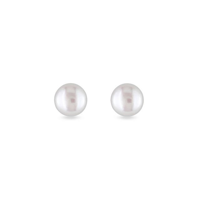 FRESHWATER PEARL STUD EARRINGS IN 14K WHITE GOLD - PEARL EARRINGS - PEARL JEWELRY