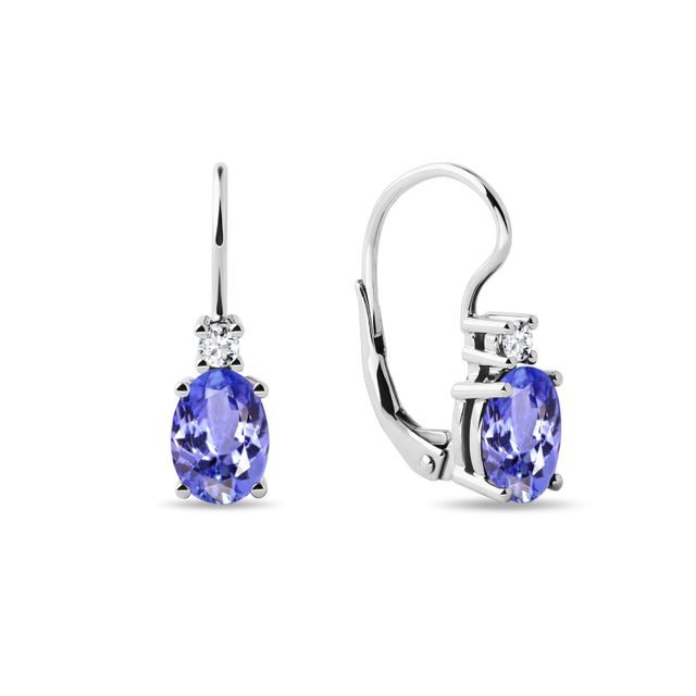 OVALE OHRHÄNGER MIT TANSANITEN UND DIAMANTEN IN WEISSGOLD - OHRRINGE TANSANIT - OHRRINGE