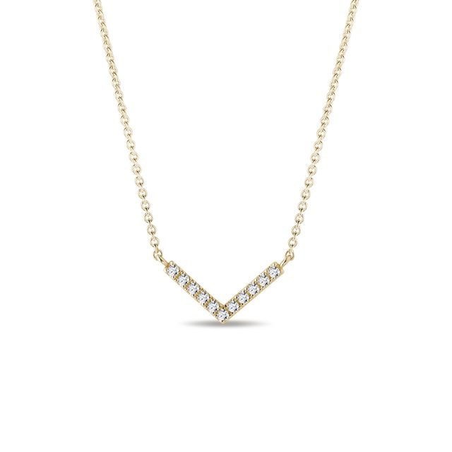 DIAMANTHALSKETTE MIT KLEINEM V-MOTIV UND DIAMANTEN IN GELBGOLD - KETTEN MIT DIAMANTEN - KETTEN
