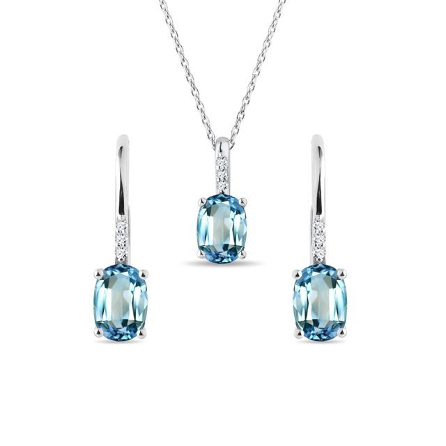 14K WHITE GOLD TOPAZ JEWELRY SET - GEMSTONE SETS - FINE JEWELRY