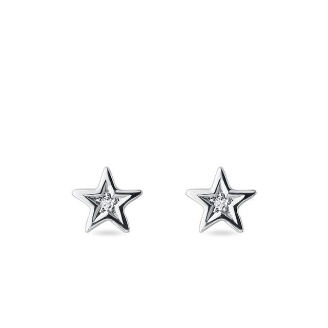STAR-SHAPED DIAMOND EARRINGS IN WHITE GOLD - CHILDREN'S EARRINGS - EARRINGS