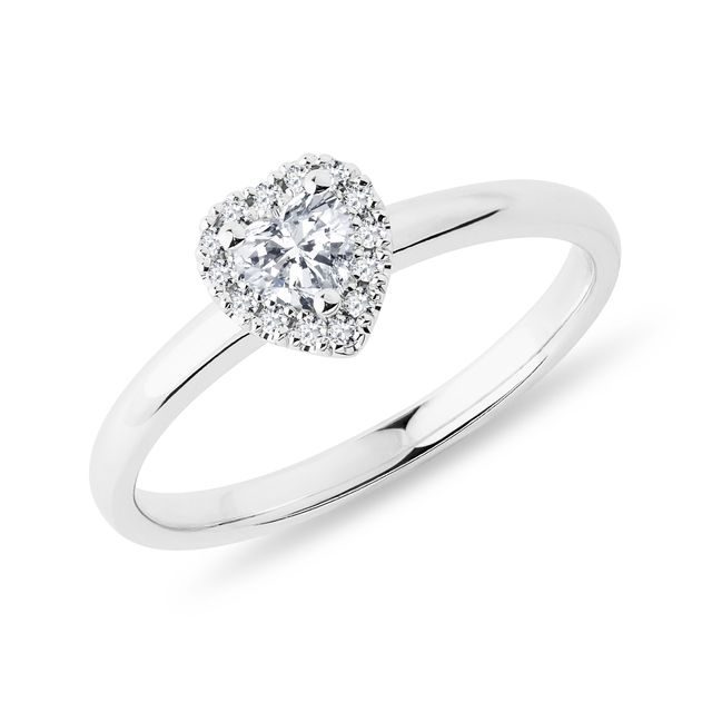 VERLOBUNGSRING MIT DIAMANTHERZ IN 14 KT WEISSGOLD - VERLOBUNGSRINGE DIAMANTEN - VERLOBUNGSRINGE