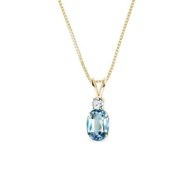 Zlatý náhrdelník s oválným topazem a diamantem