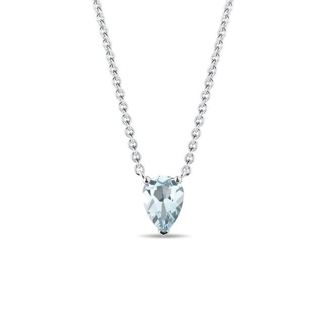 NECKLACE WITH AQUAMARINE IN WHITE GOLD - AQUAMARINE NECKLACES - NECKLACES