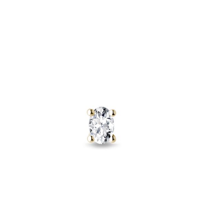 OVAL DIAMOND SINGLE GOLD EARRING - SINGLE EARRINGS - EARRINGS