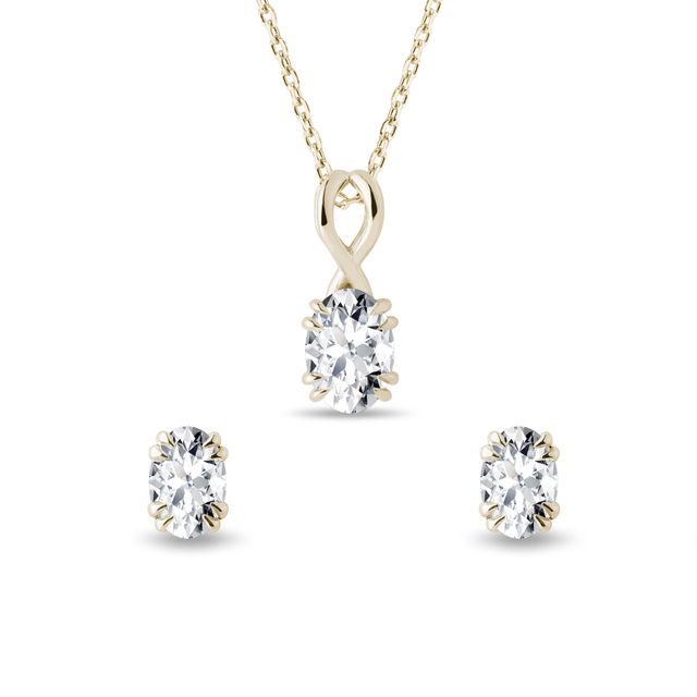 SET AUS HALSKETTE UND OHRRINGEN MIT DIAMANTEN IN GELBGOLD - SCHMUCK SETS DIAMANT - SCHMUCK