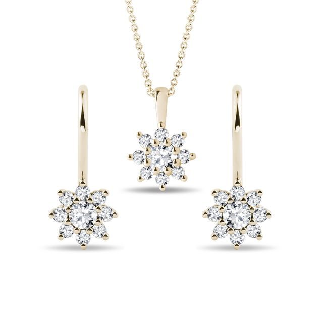DIAMOND EARRING AND NECKLACE SET IN YELLOW GOLD - DIAMOND SETS - FINE JEWELRY