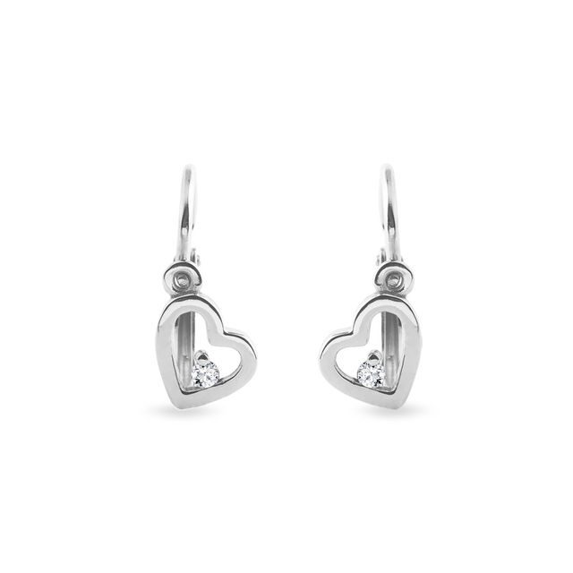 CHILDREN'S HEART-SHAPED EARRINGS IN WHITE GOLD - CHILDREN'S EARRINGS - EARRINGS