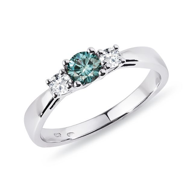 Blue and white diamond ring in white gold