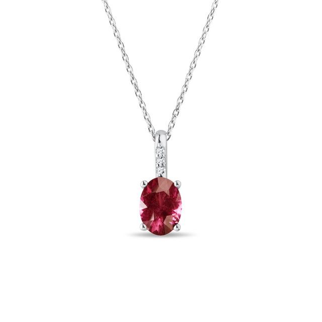HALSKETTE MIT RUBELLIT UND DIAMANTEN IN WEISSGOLD - KETTEN MIT TURMALIN - KETTEN