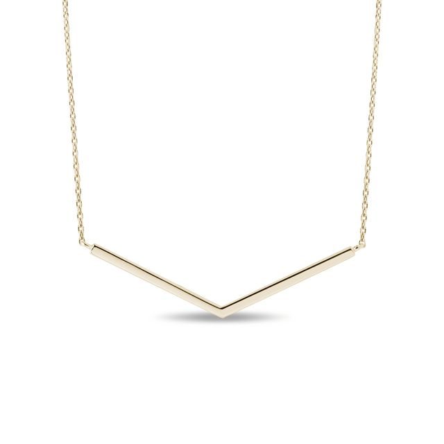 YELLOW GOLD NECKLACE WITH A MINIMAL V PENDANT - YELLOW GOLD NECKLACES - NECKLACES