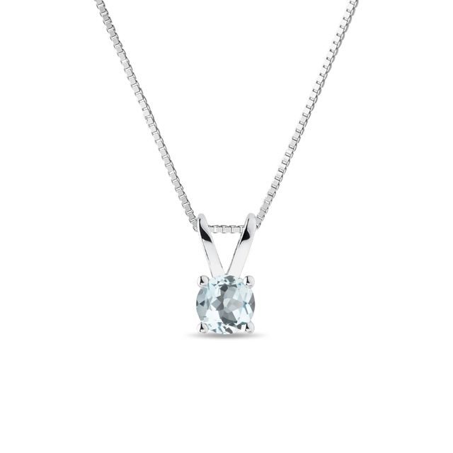 AQUAMARINE NECKLACE IN WHITE GOLD - AQUAMARINE NECKLACES - NECKLACES