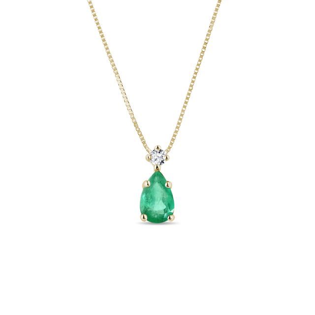 EMERALD AND DIAMOND NECKLACE IN YELLOW GOLD - EMERALD NECKLACES - NECKLACES