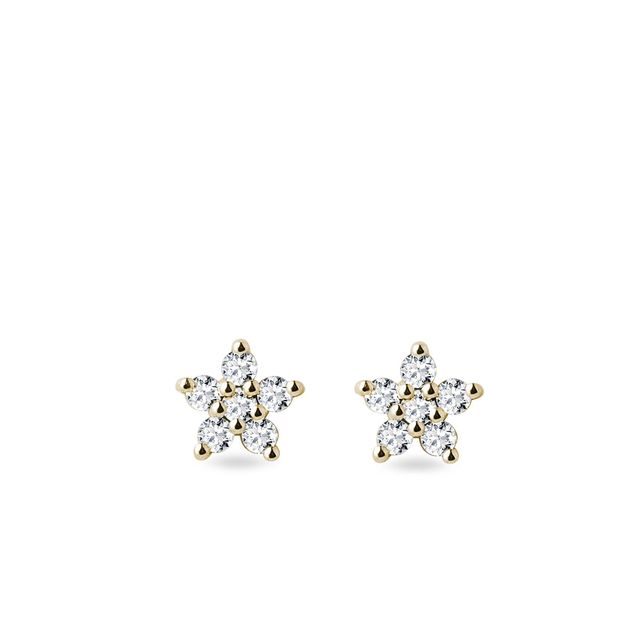 Boucles d'oreilles en forme d'étoile en or jaune avec diamants