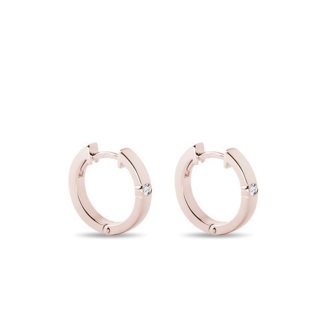 DIAMOND HOOP EARRINGS IN ROSE GOLD - DIAMOND EARRINGS - EARRINGS