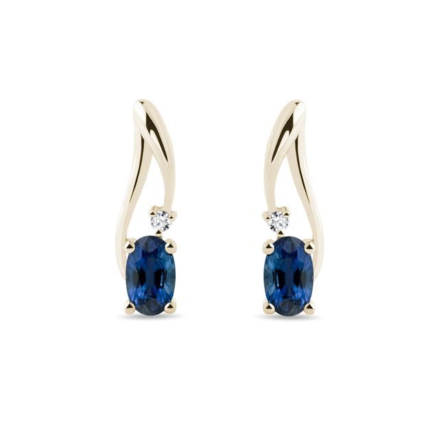 SAPPHIRE AND DIAMOND EARRINGS IN YELLOW GOLD - SAPPHIRE EARRINGS - EARRINGS