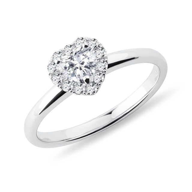 HALO-HERZRING AUS 14 KT WEISSGOLD - VERLOBUNGSRINGE DIAMANTEN - VERLOBUNGSRINGE
