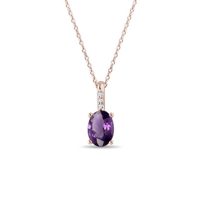 AMETHYST AND DIAMOND NECKLACE IN ROSE GOLD - AMETHYST NECKLACES - NECKLACES