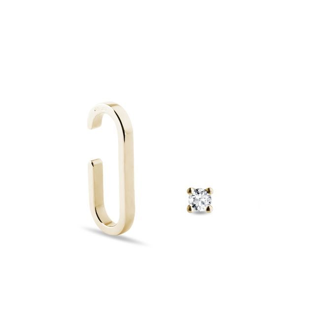 SET MINIMALISTICKÝCH SINGLE NÁUŠNIC VE ŽLUTÉM ZLATĚ - DIAMANTOVÉ SOUPRAVY - ŠPERKY