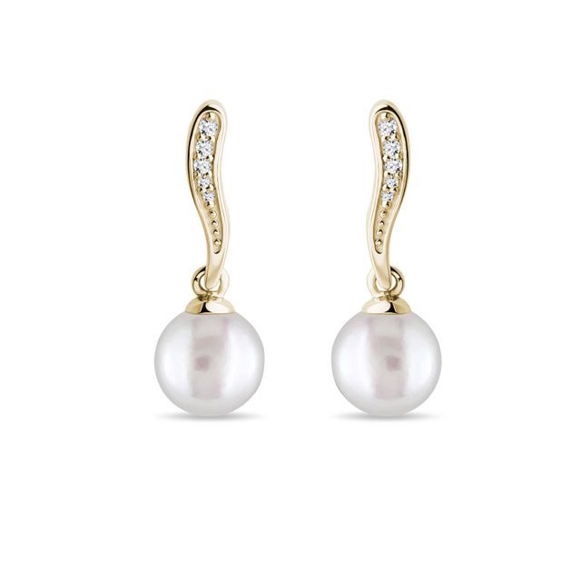 DIAMOND AND PEARL EARRINGS IN GOLD - PEARL EARRINGS - PEARL JEWELLERY