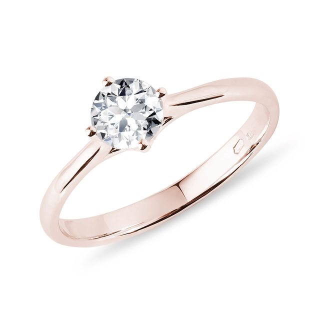 Prsten s půlkarátovým briliantem v růžovém 14k zlatě