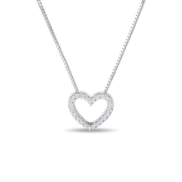 Heart-shaped diamond necklace in white gold