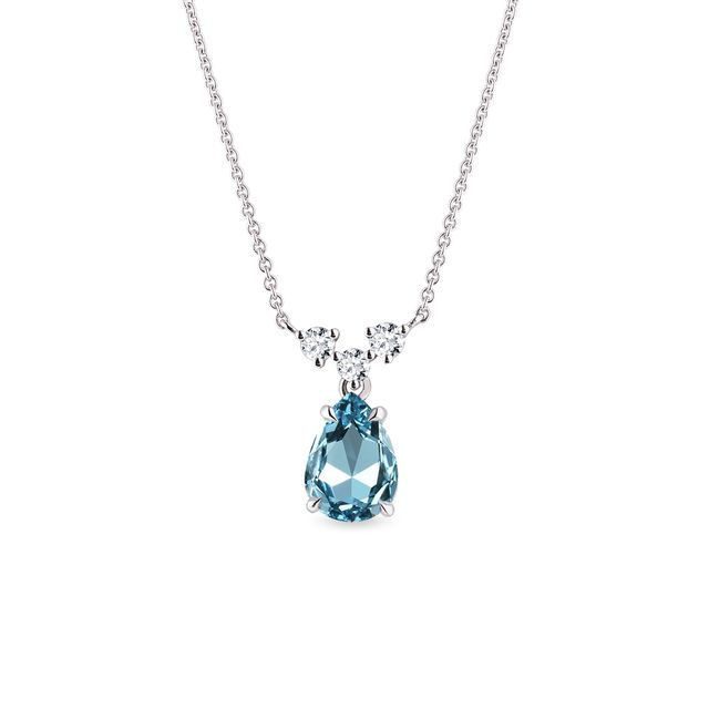 Swiss topaz and diamond necklace in white gold