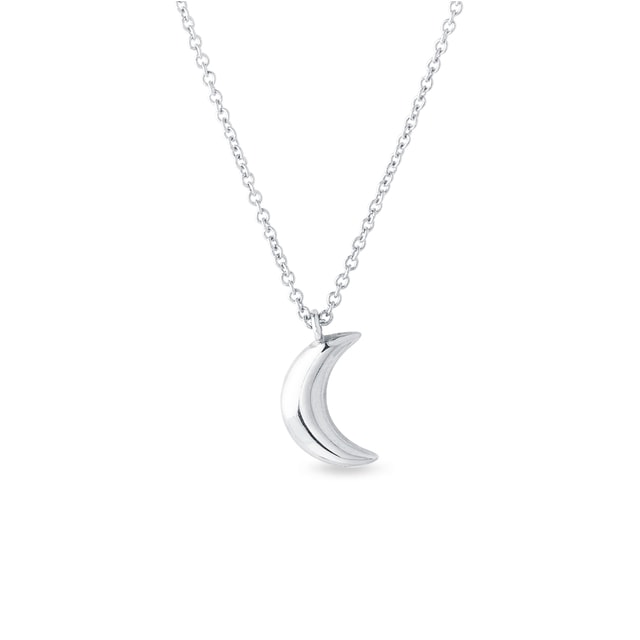 PENDENTIF EN FORME DE CROISSANT DE LUNE EN OR BLANC - COLLIERS EN OR BLANC - COLLIERS