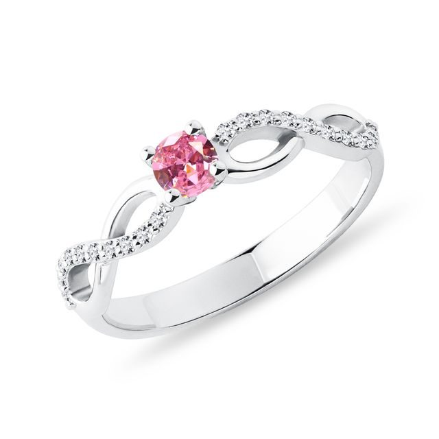 BAGUE DE FIANÇAILLES EN OR BLANC AVEC SAPHIR ROSE ET DIAMANTS - BAGUES DE FIANÇAILLES EN SAPHIR - BAGUES DE FIANÇAILLES