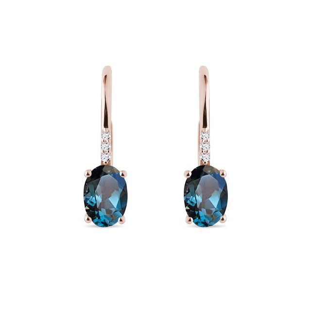 TOPAZ AND DIAMOND EARRINGS IN ROSE GOLD - TOPAZ EARRINGS - EARRINGS