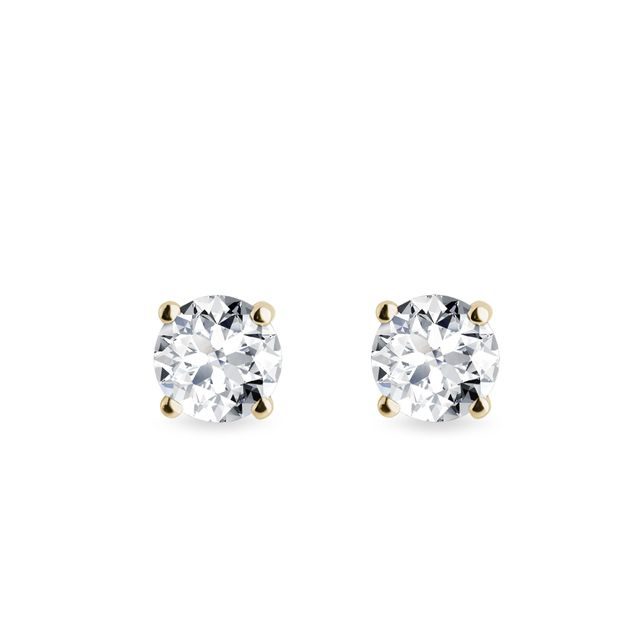 BOUCLES D'OREILLES FORGÉES DANS L'OR JAUNE AVEC DIAMANTS - PUCES D'OREILLES EN DIAMANT - BOUCLES D'OREILLES