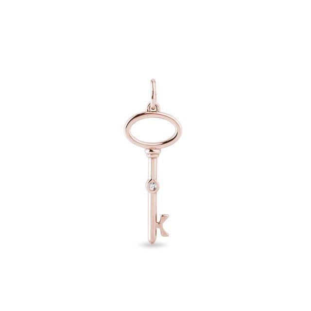 ROSE GOLD DIAMOND KEY PENDANT - PENDANTS - NECKLACES