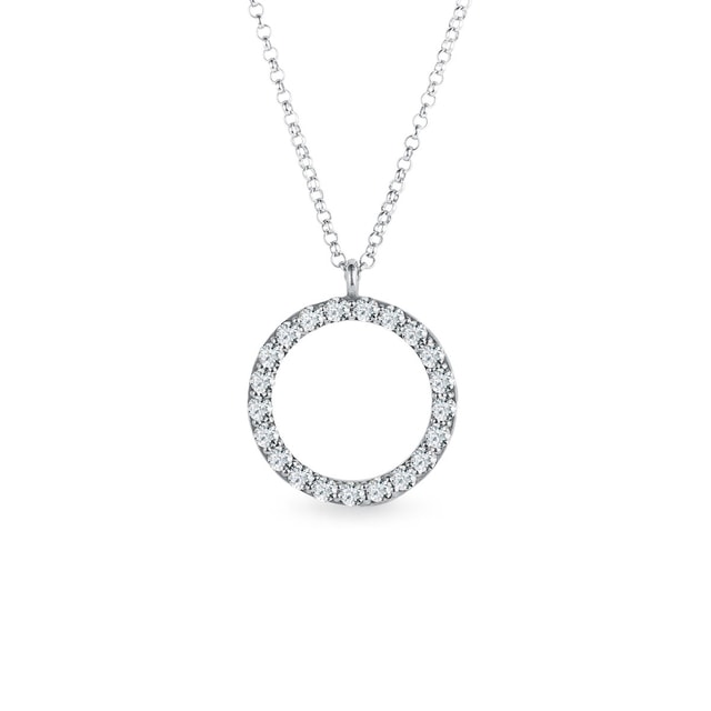 PENDENTIF ROND EN OR BLANC ET DIAMANT - COLLIERS AVEC DIAMANTS - COLLIERS