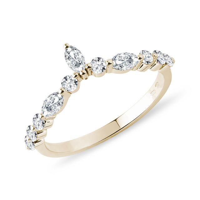 BAGUE D'OR JAUNE AVEC DIAMANTS - ALLIANCES DE MARIAGE FEMMES - ALLIANCES DE MARIAGE